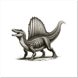 Black and White Dinosaur Posters and Art